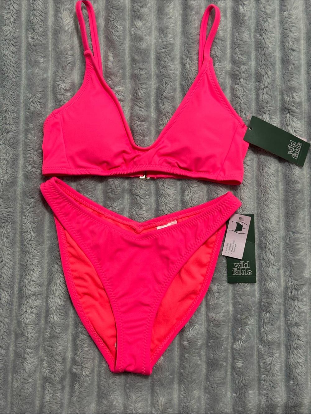 wild fable Neon Pink Triangle Bikini Set